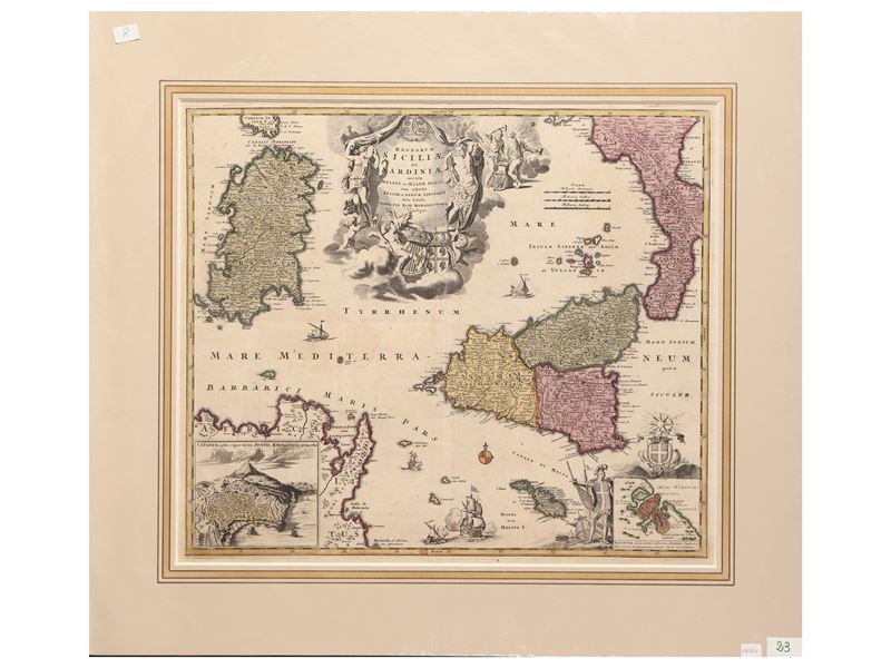 Johann Baptist Homann - Regnorum Siciliae Et Sardiniae 1715