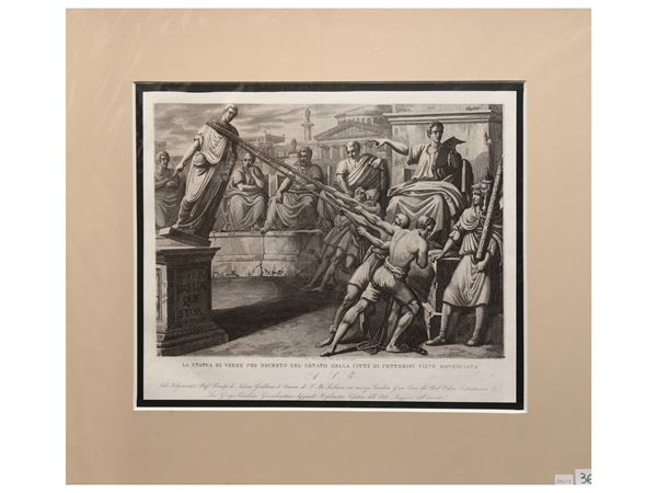 Tommaso De Vivo - La statua di Verre per decreto del Senato della città di Centoripi viene rovesciata, 1835