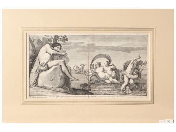 Girolamo Frezza : Fistulam inflat Polyphemus formosam canens Galateam 1704  - Asta Stampe decorative - Maison Bibelot - Casa d'Aste Firenze - Milano