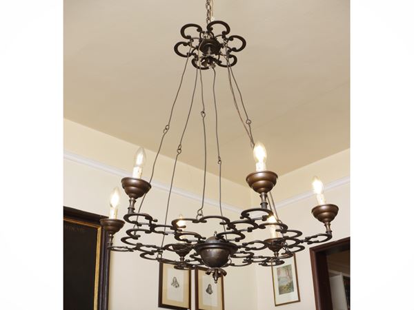 Burnished metal chandelier