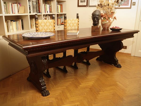 Large library table in walnut