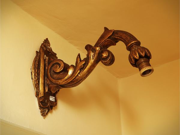 Cut and golden wooden applique