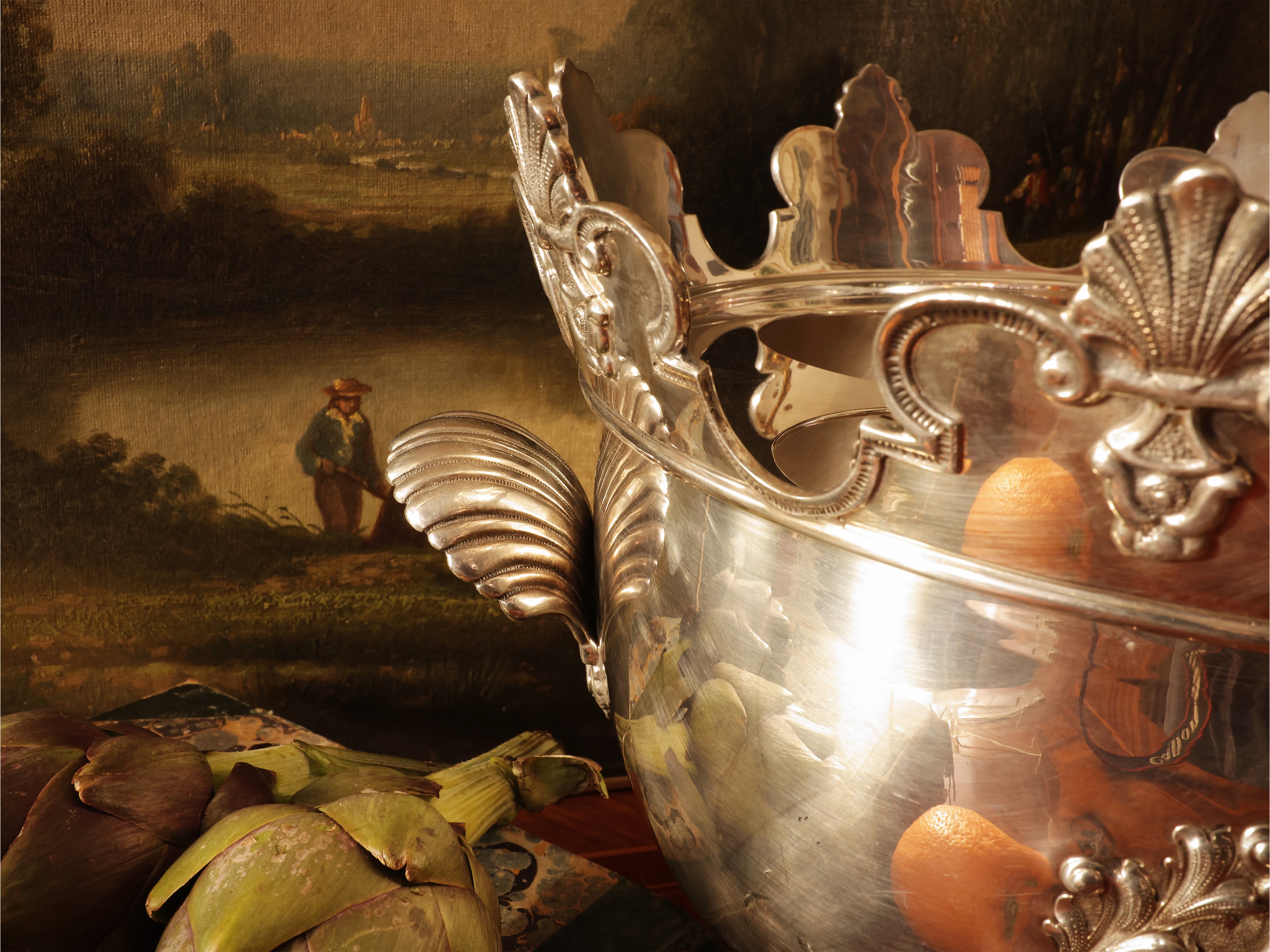 Importante rinfrescatoio per calici in argento 925, Messulam Milano