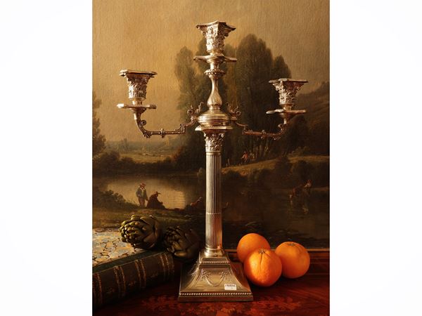 Large silver metal candlestick