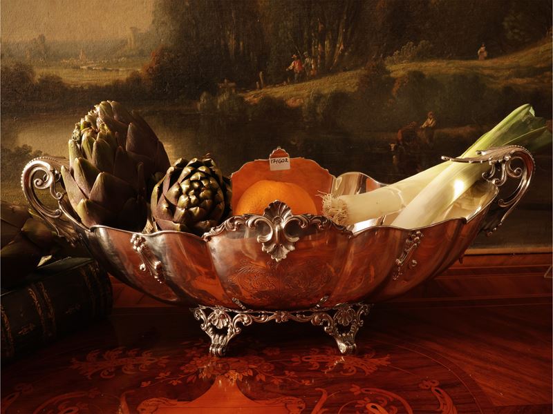 Centrotavola a navicella in argento, Angelo Schiavon Treviso