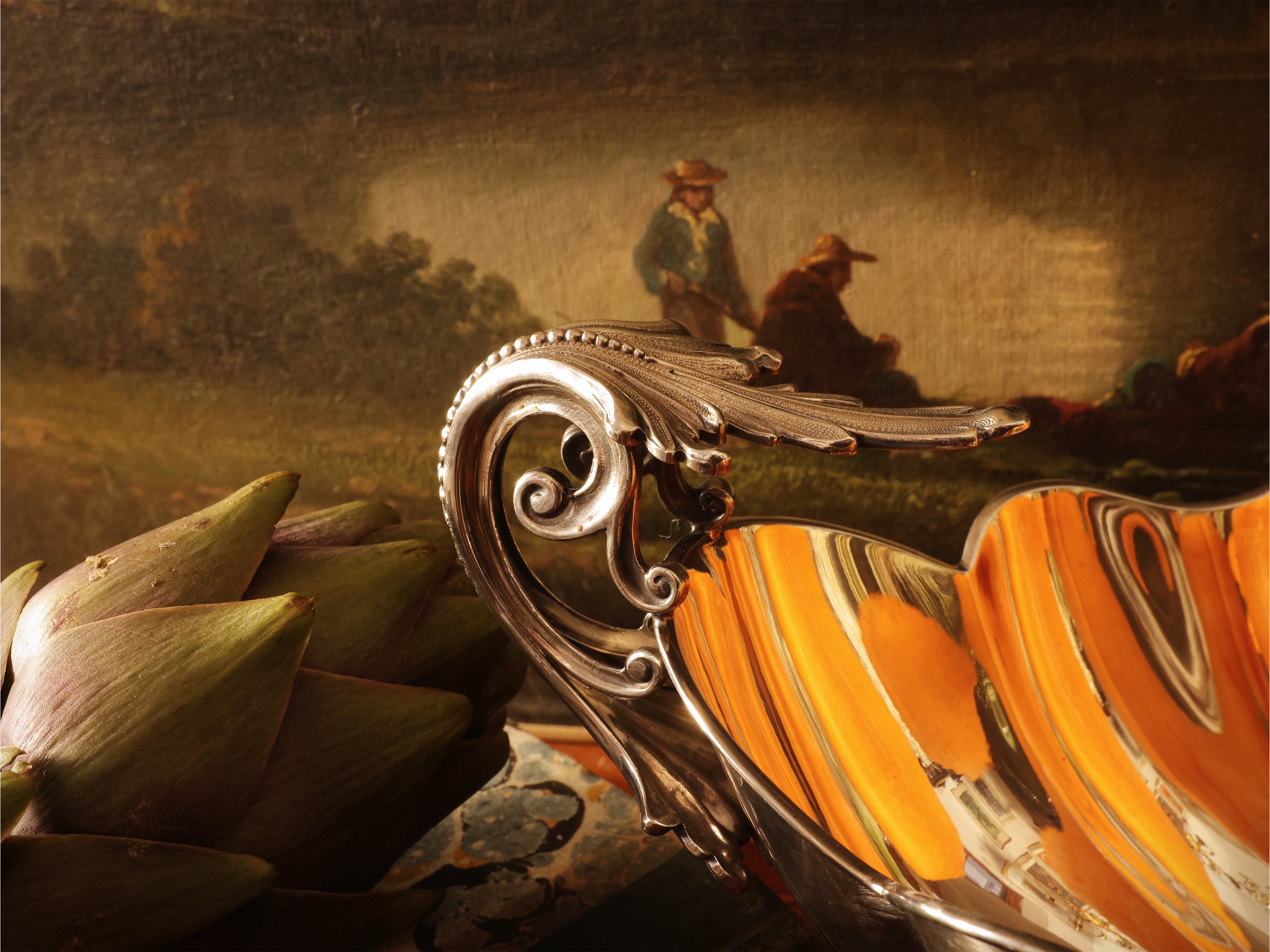 Centrotavola a navicella in argento, Angelo Schiavon Treviso