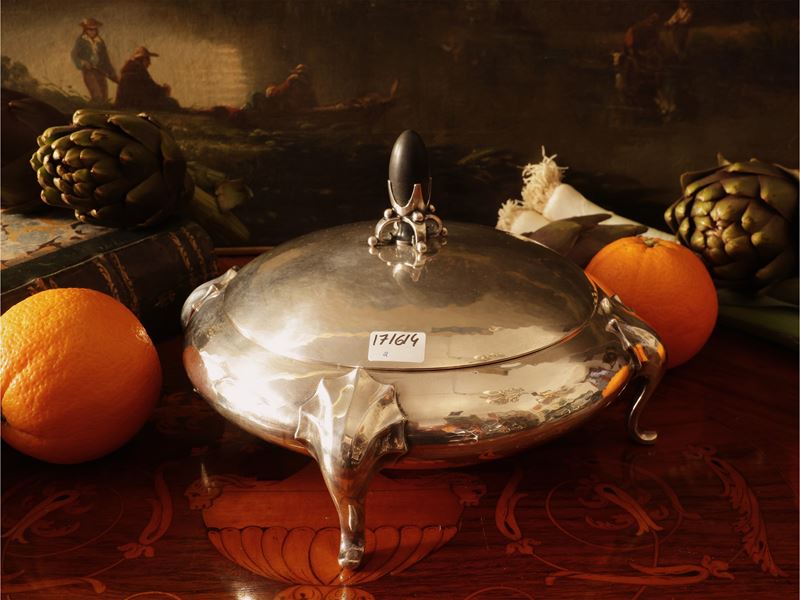 Scatola porta bonbon Art Dèco in argento, Wilhelm Schulze per BWKS