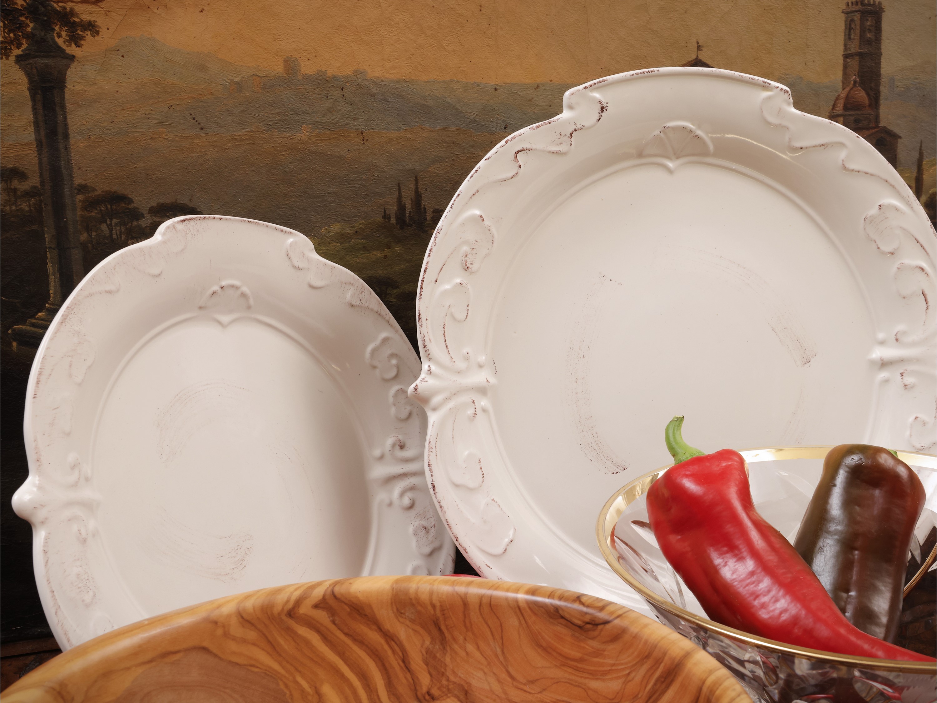 Servizio da pranzo per esterni in ceramica, piatti in set assortito (microwave e dishwasher safe)