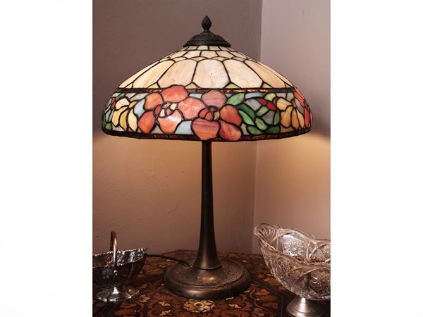 Lampada da tavolo in antimonio e pasta di vetro