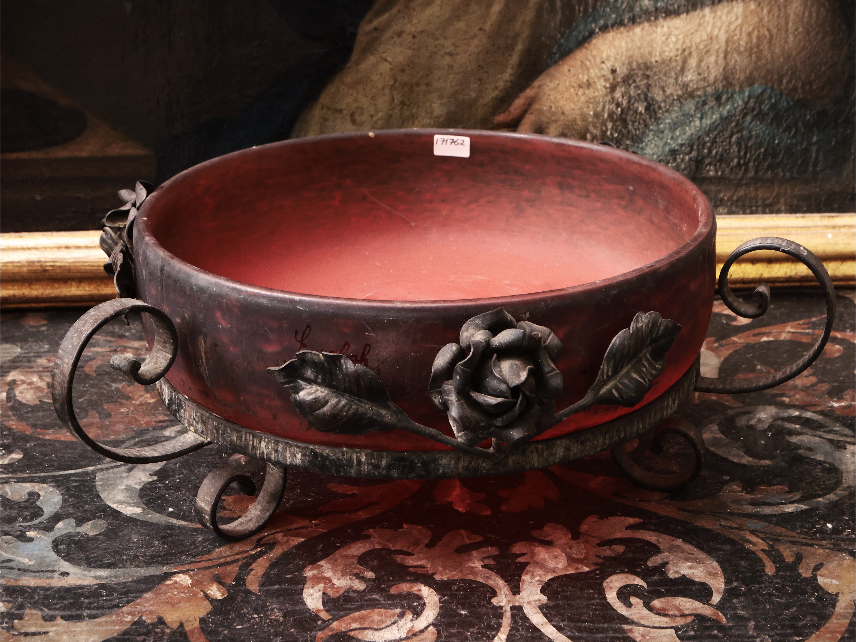 Grande Fioriera Centrotavola in Vetro di Gusto Art Nouveau