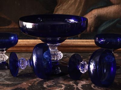 Set da Macedonia in Vetro Blu