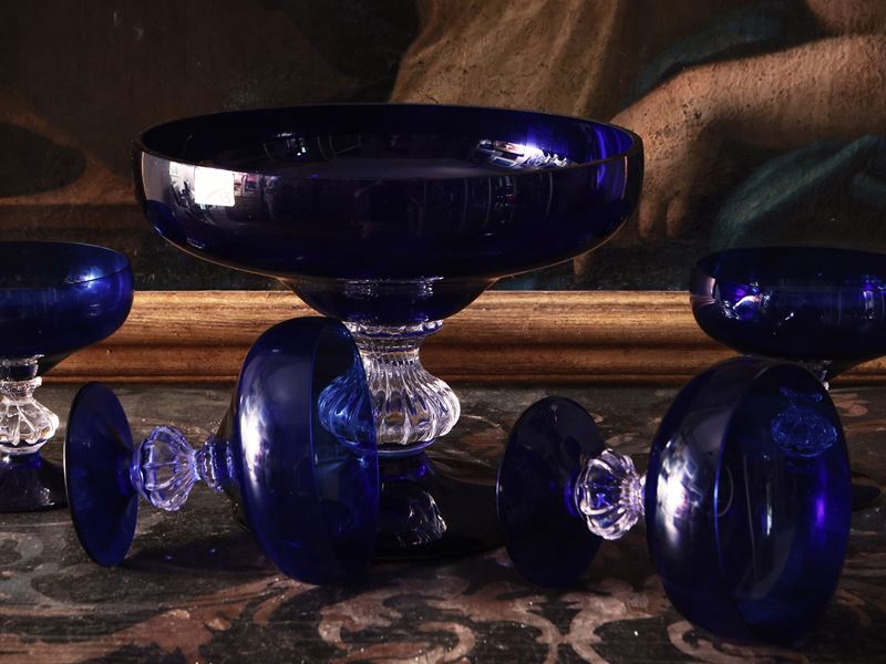 Set da Macedonia in Vetro Blu