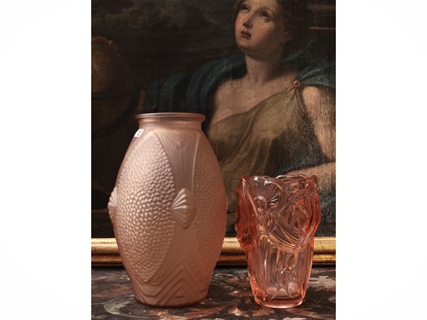 Due vasi Art Dèco in vetro soffiato