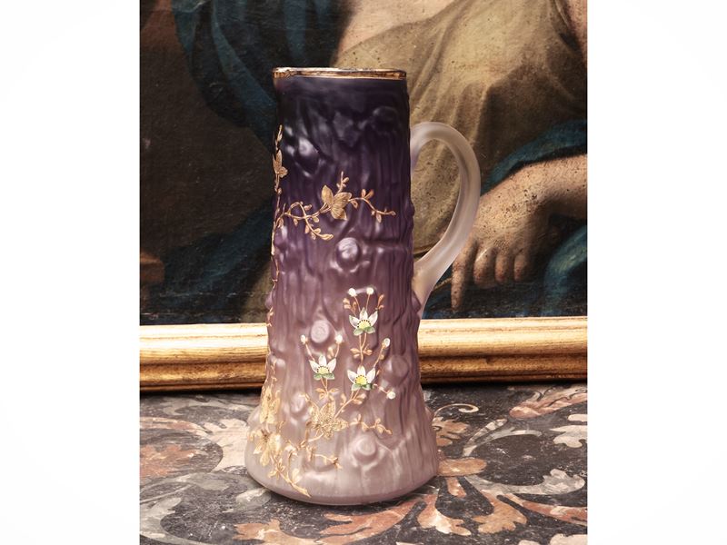 Vaso Art Nouveau a Caraffa in Vetro Pressato