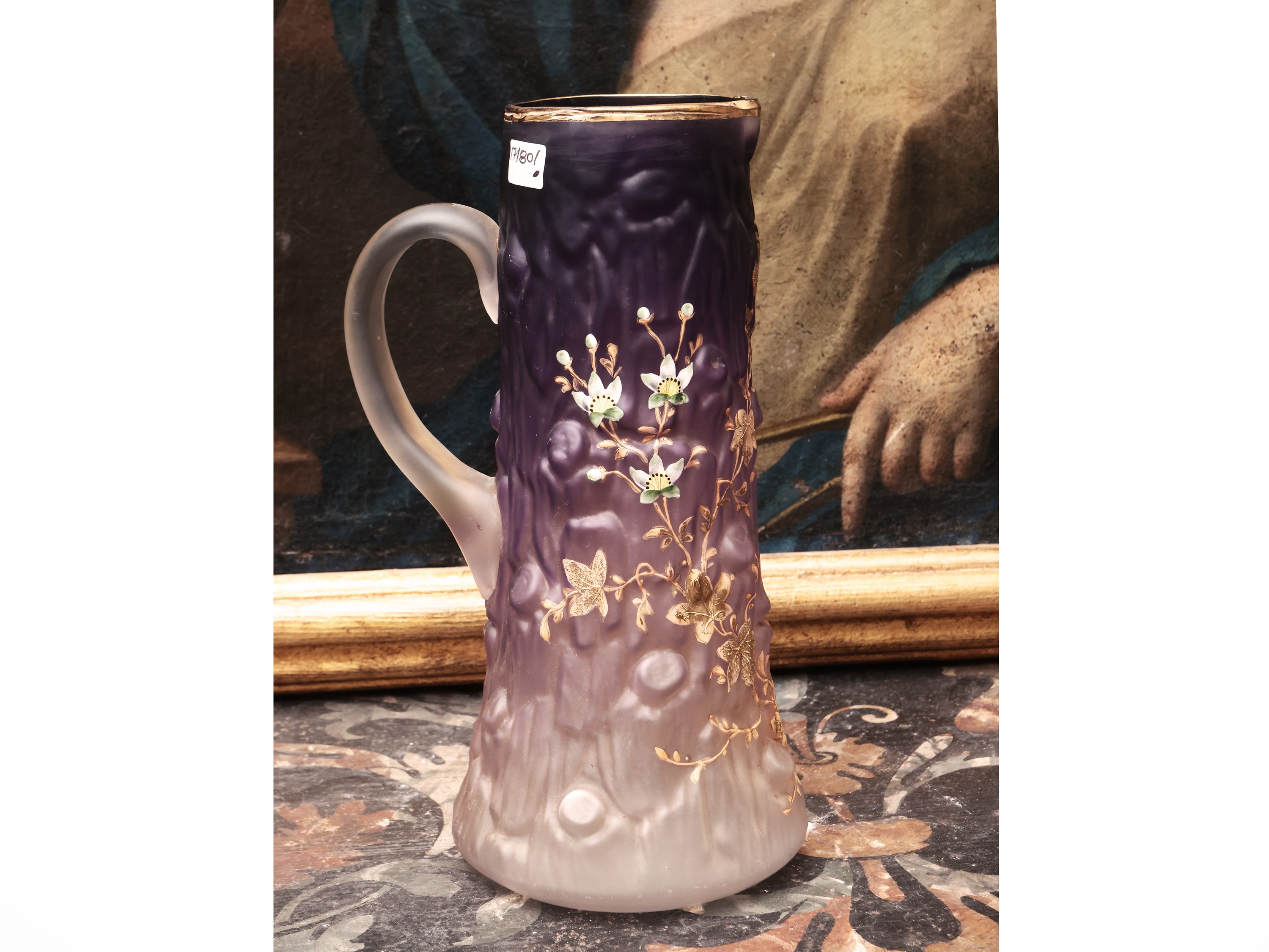 Vaso Art Nouveau a Caraffa in Vetro Pressato