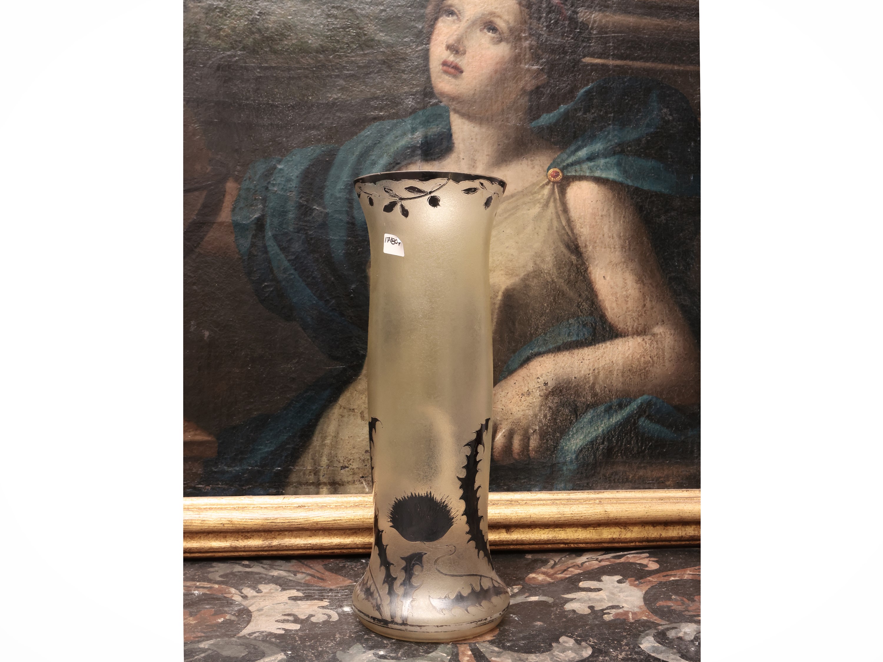 Vaso Art Nouveau in Vetro Satinato