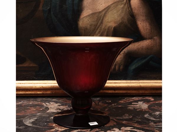 Coppa centrotavola in vetro rosso