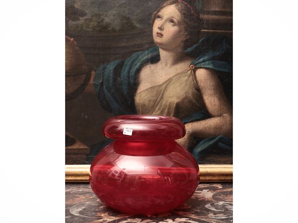 Grande vaso in vetro rosso Ikea vintage