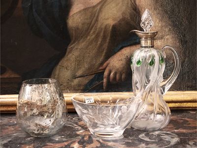 Caraffa in Vetro Soffiato e Argento