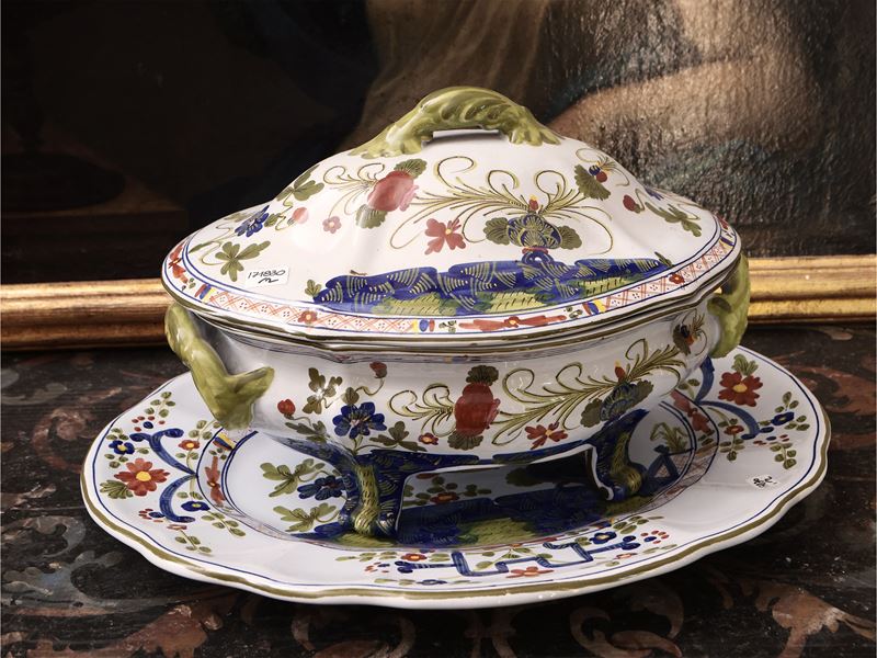 Zuppiera con Vassoio in Terracotta Invetriata, Faenza