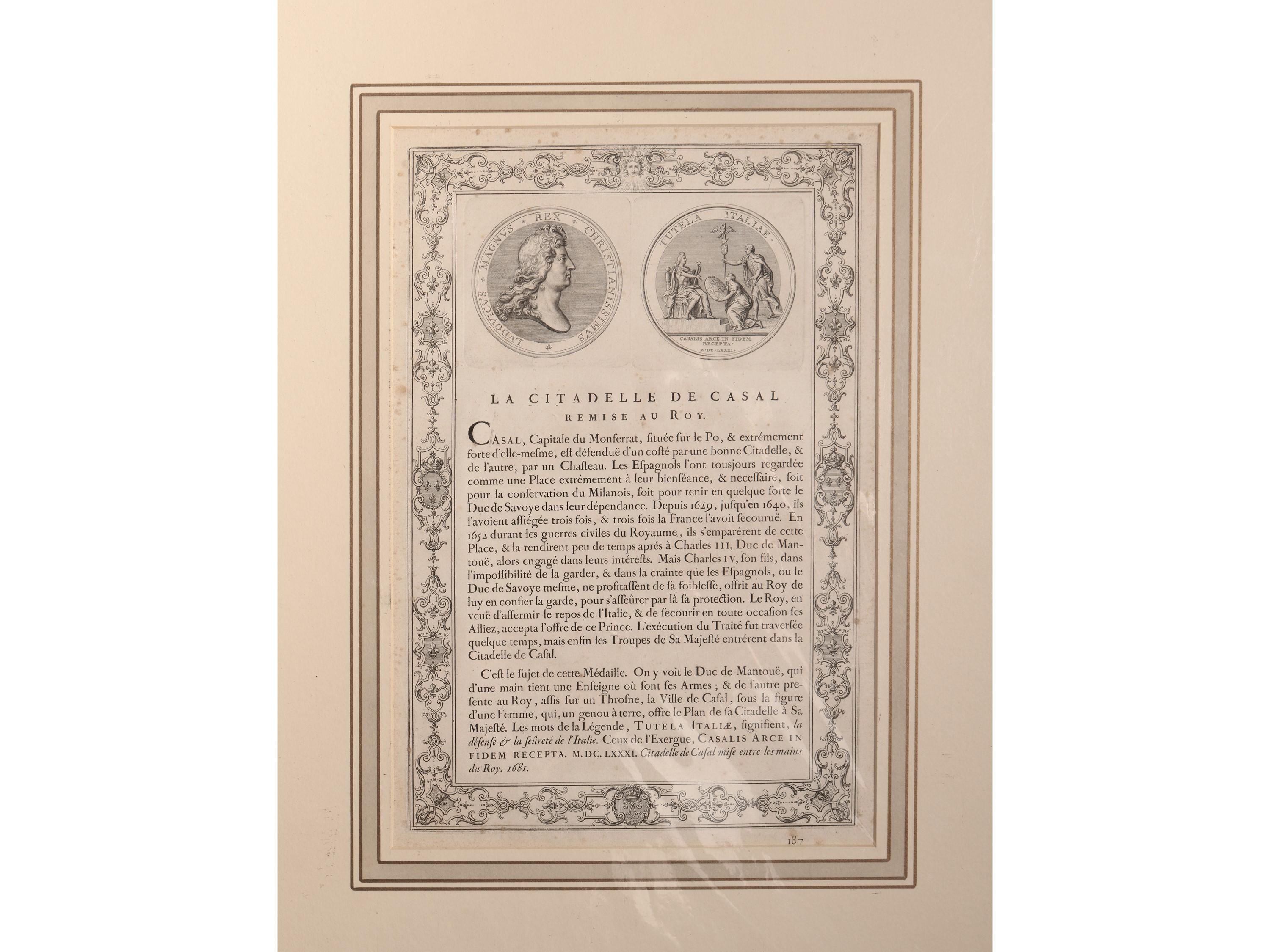 La conqueste de la Savoye - La paix avec la Savoye - La citadelle de Casal remise au Roy