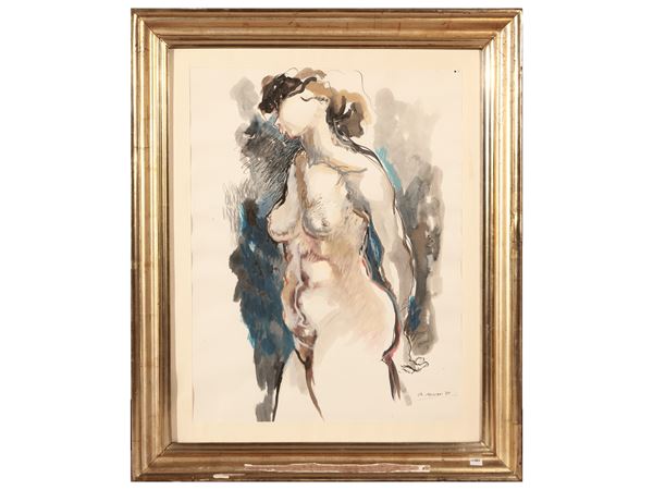 Augusto Murer : Nudo femminile 1971  - Asta Una villa a Mantova: Arredi antichi e Arte contemporanea - Maison Bibelot - Casa d'Aste Firenze - Milano