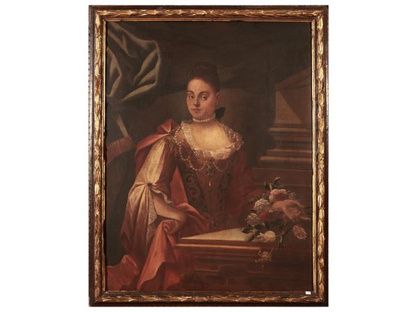 Scuola italiana del XVIII secolo - Ritratto di gentildonna in veste di Flora