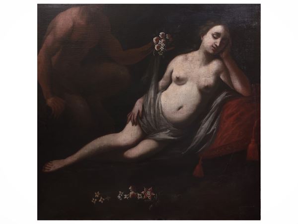 Scuola emiliana del XVII secolo - Venere e Satiro