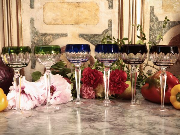Series of twelve arlecchino double crystal glasses