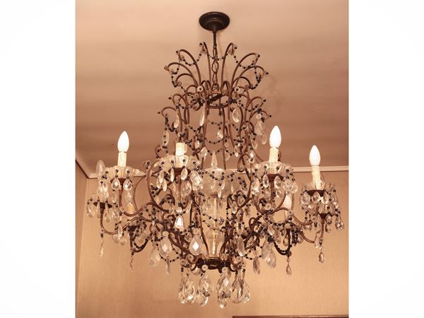 Lampadario a paniere in metallo
