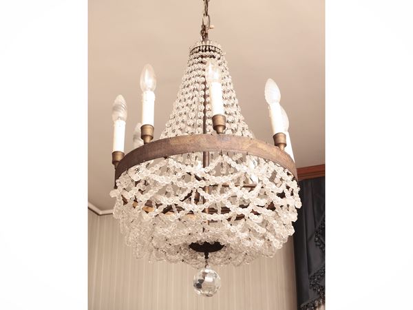 Lampadario a paniere in tole