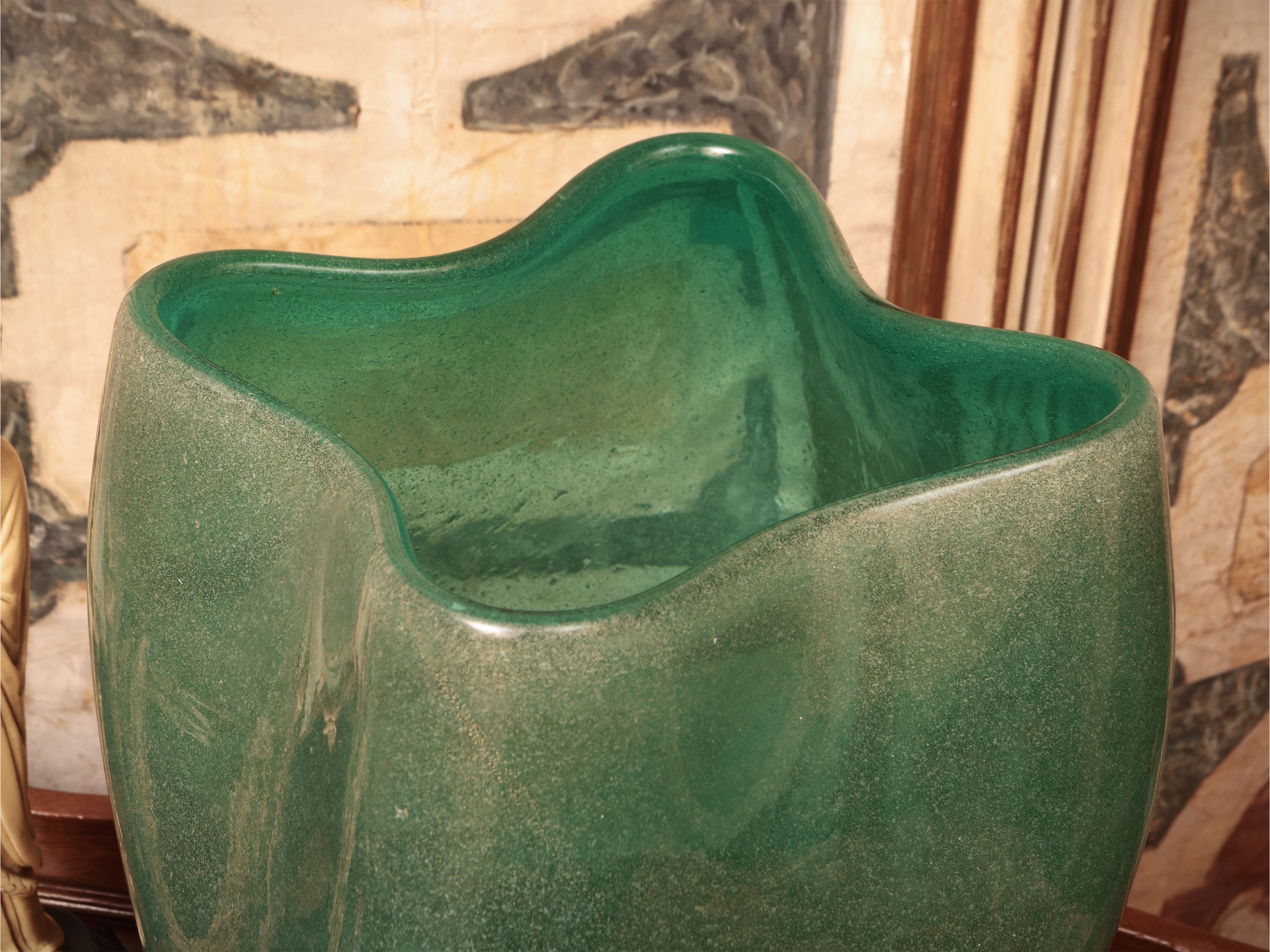 Grande Vaso in Vetro Sommerso Verde, Flavio Poli per Seguso Vetri D'arte