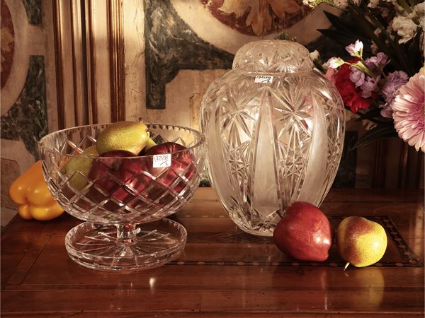Grande vaso ovoidale a potiche in cristallo molato