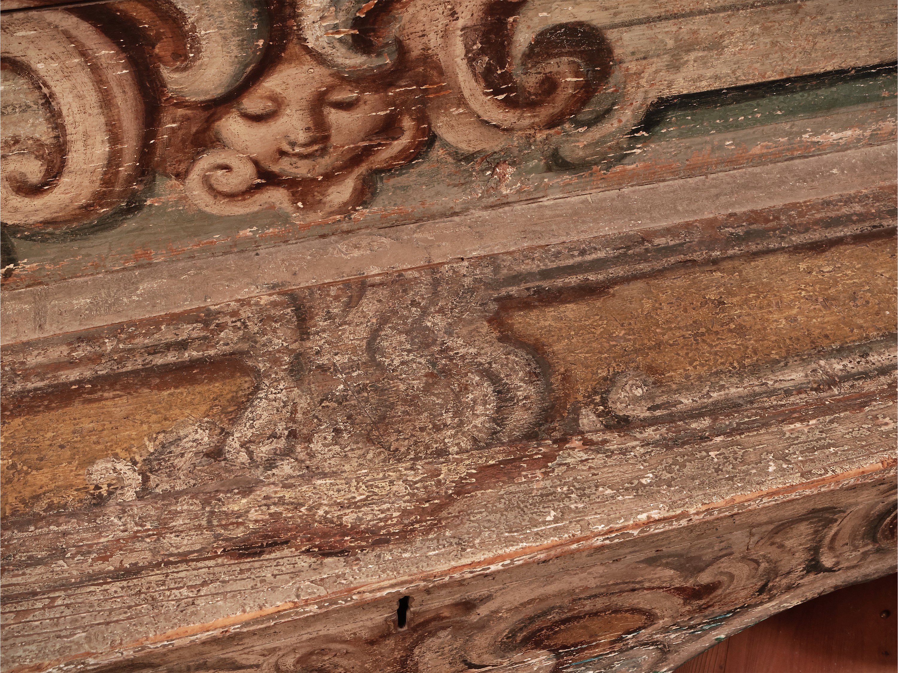Panca in Legno Tenero Dipinto