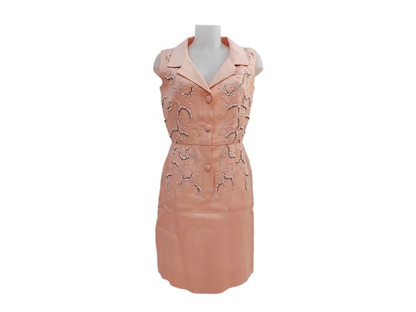 Sartorial dress in pink linen
