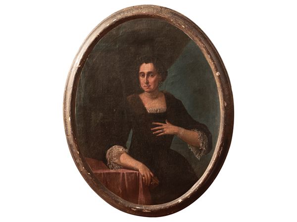 Scuola piemontese del XVIII secolo - Ritratto di gentildonna con gioielli