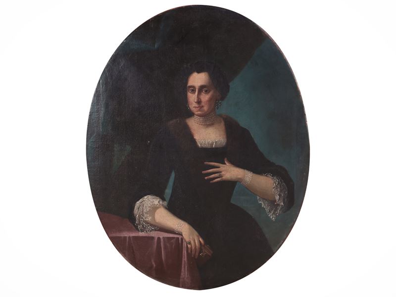 Scuola Piemontese del XVIII Secolo - Ritratto di Gentildonna con Gioielli