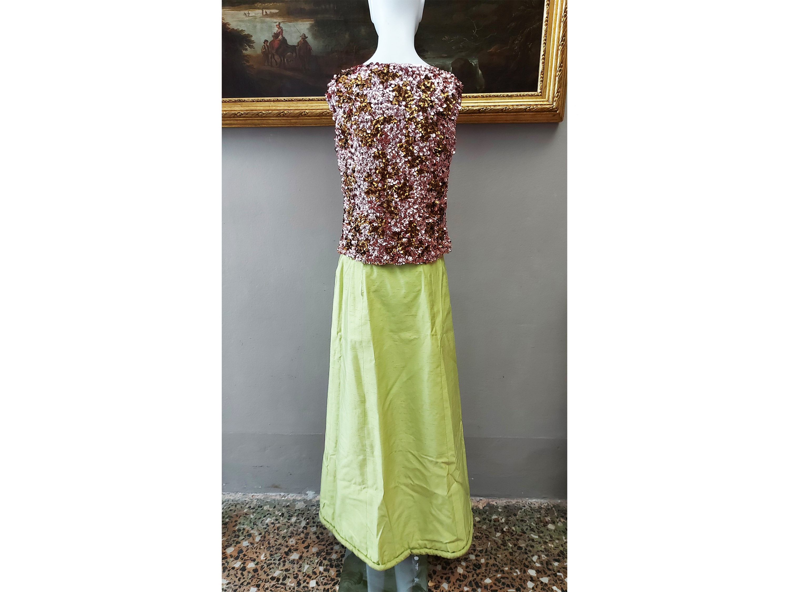 Completo Gonna sartoriale lunga e top in paillettes