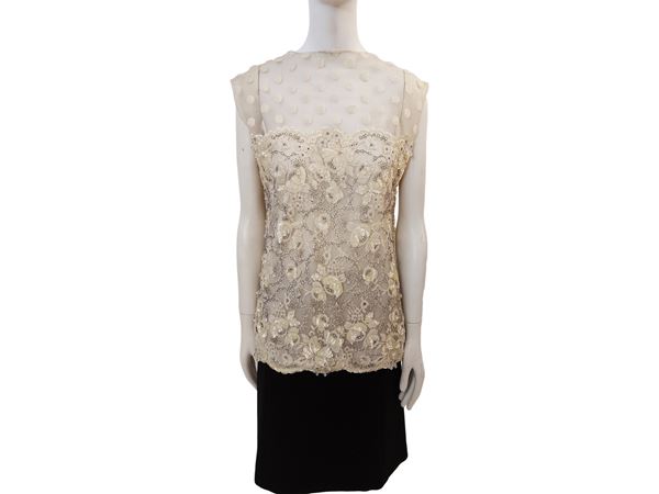 Emilio Pucci - Cream-colored tulle and sequin blouse