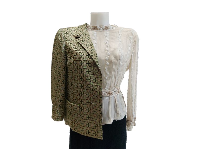 Giacca damascata e Camicia in chiffon di seta