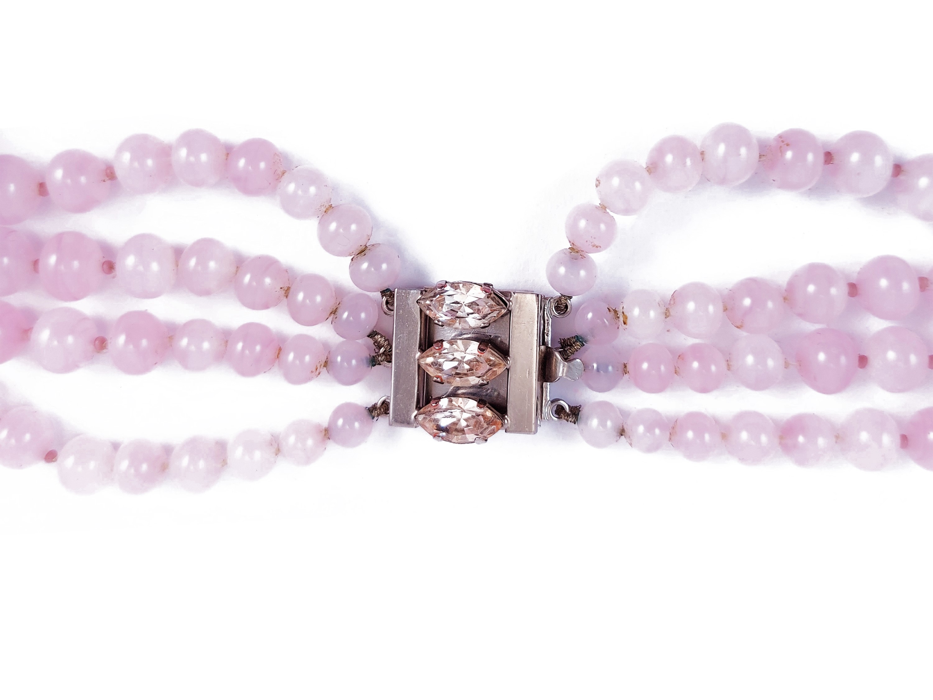 Collana Multifilo in Quarzo Rosa