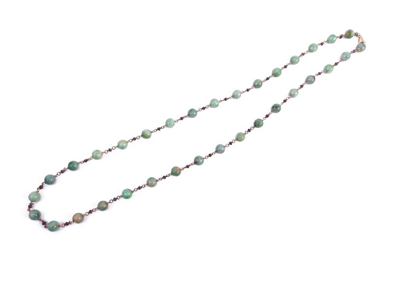 Collana in giada, oro giallo 18kt e argento