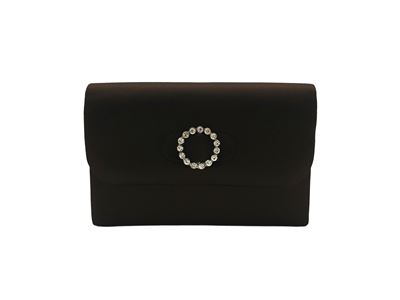 Christian Dior, Pochette in raso di seta nera con dettagli in strass