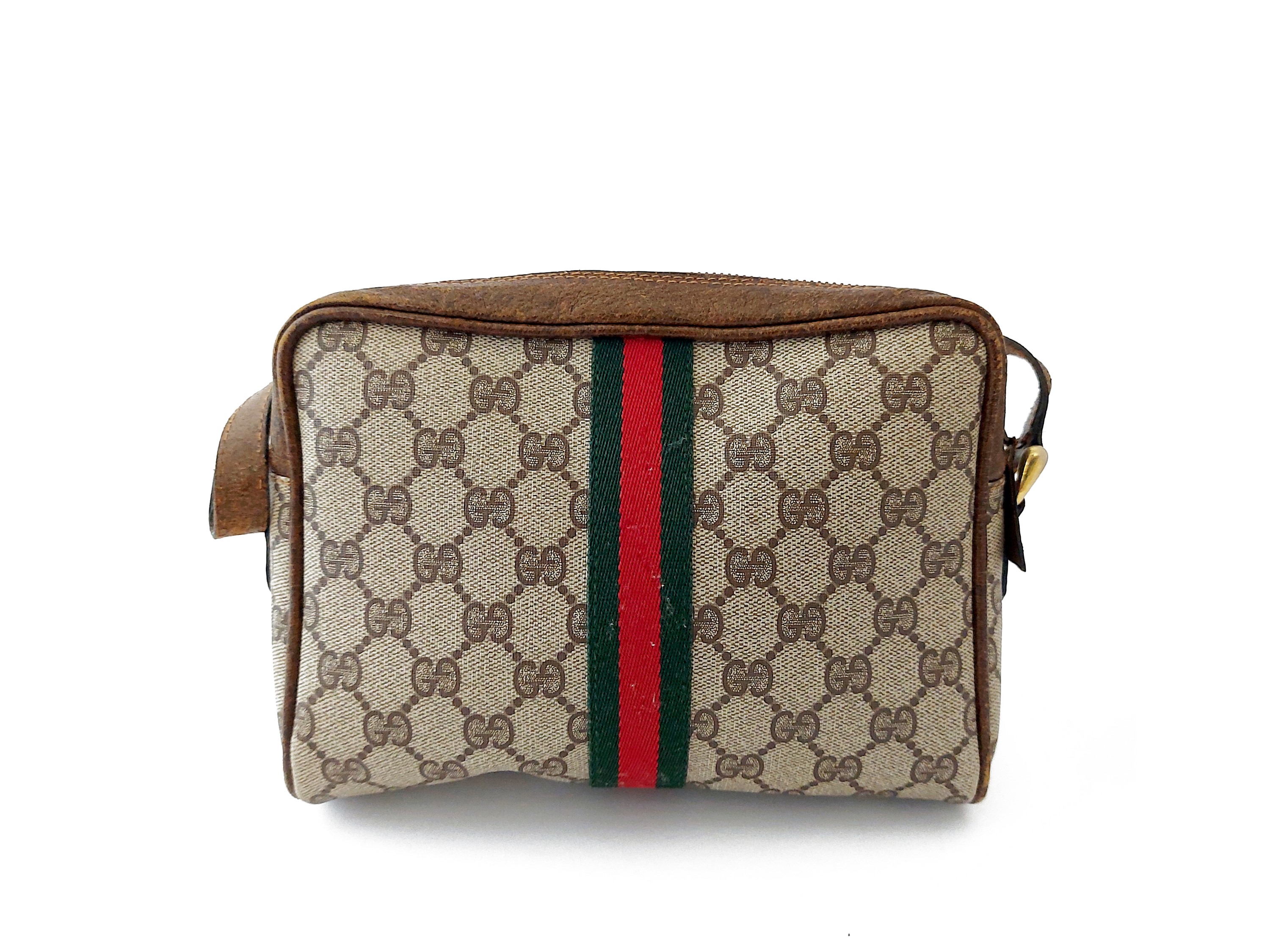 Gucci - Borsetta a Tracolla in Tela Monogram e Pelle Marrone