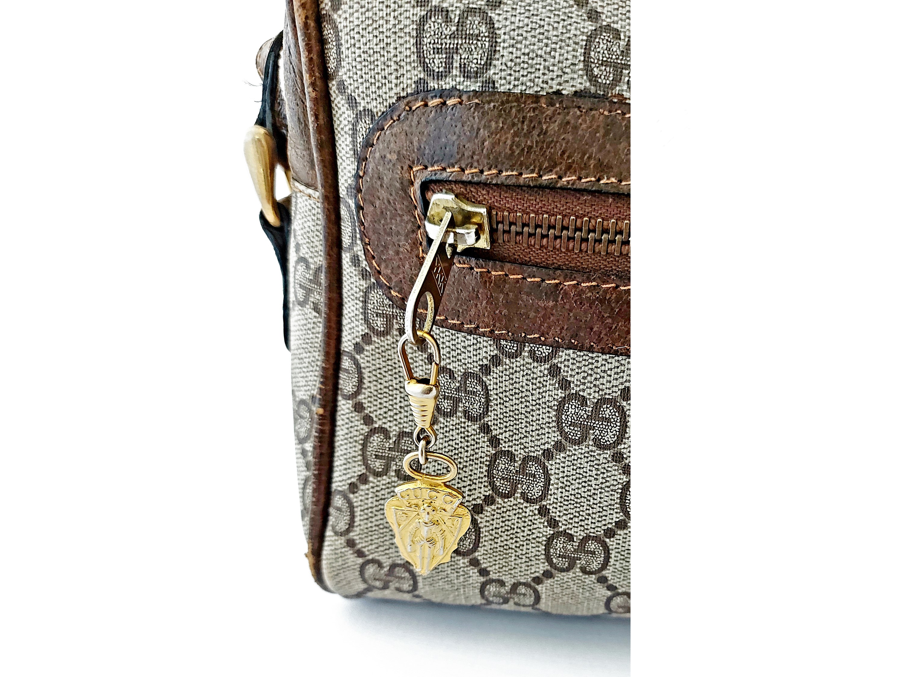 Gucci - Borsetta a Tracolla in Tela Monogram e Pelle Marrone