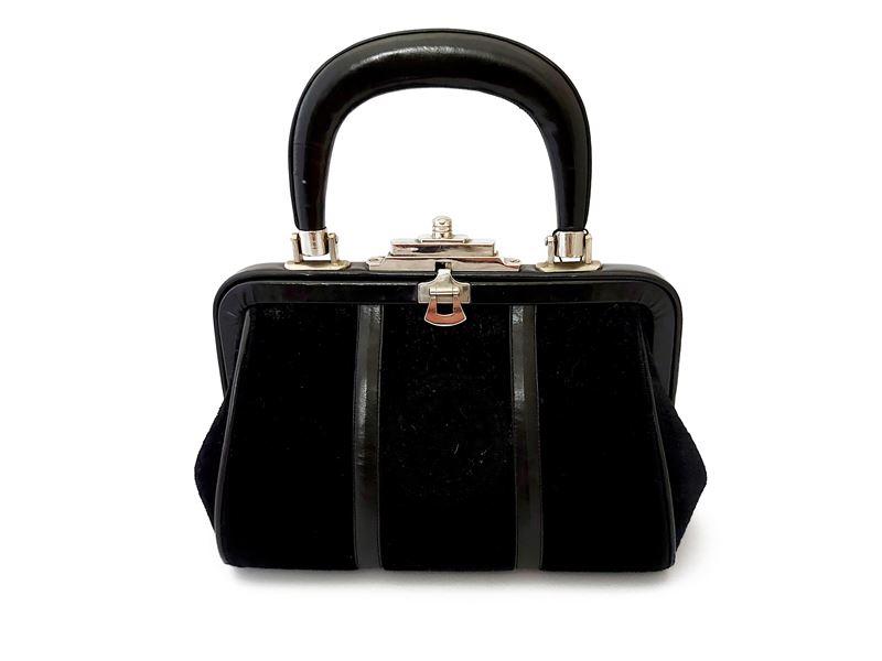 Roberta di Camerino - Borsa "Bagonghi" in velluto nero e pelle