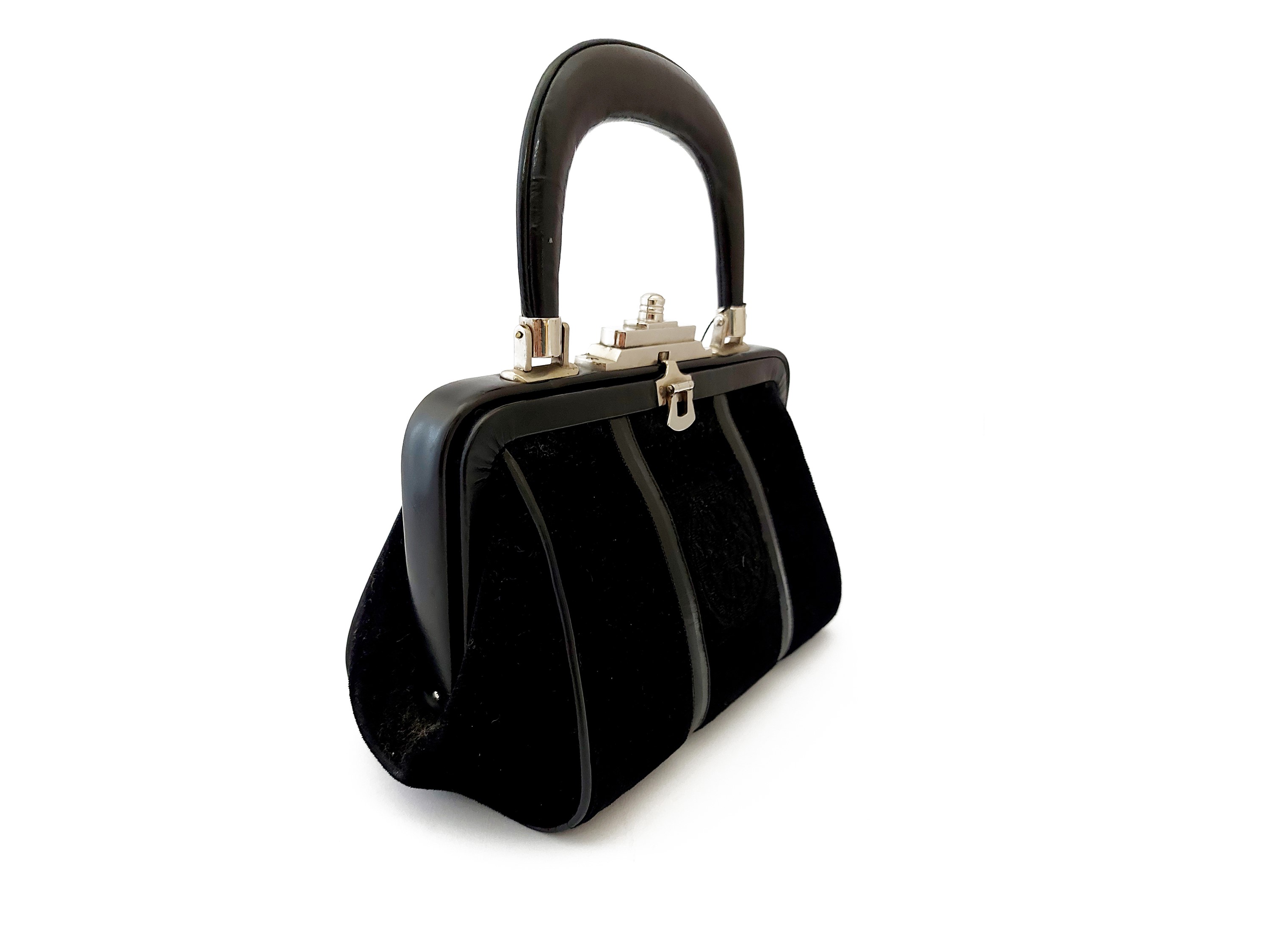 Roberta di Camerino - Borsa "Bagonghi" in velluto nero e pelle