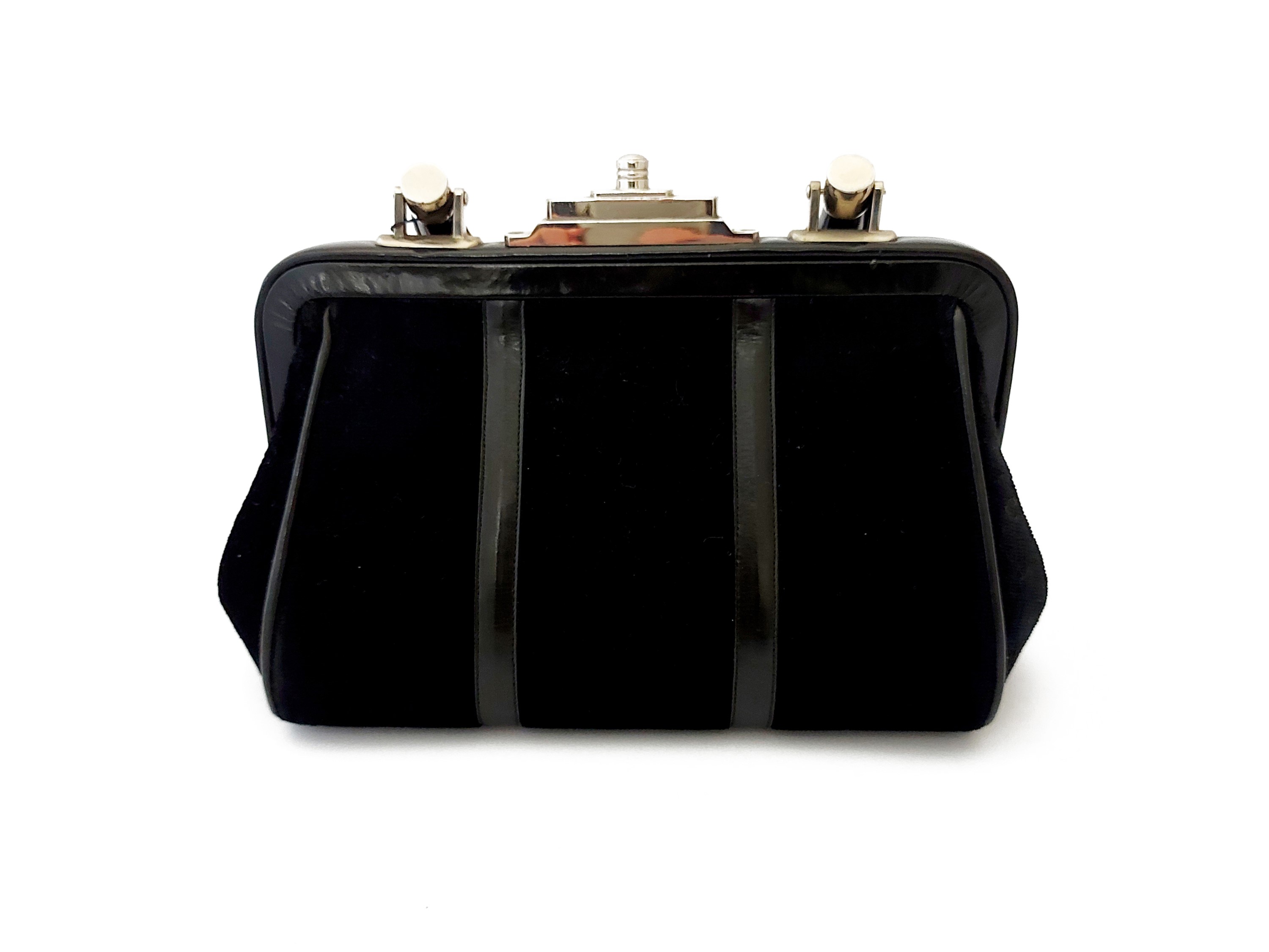 Roberta di Camerino - Borsa "Bagonghi" in velluto nero e pelle