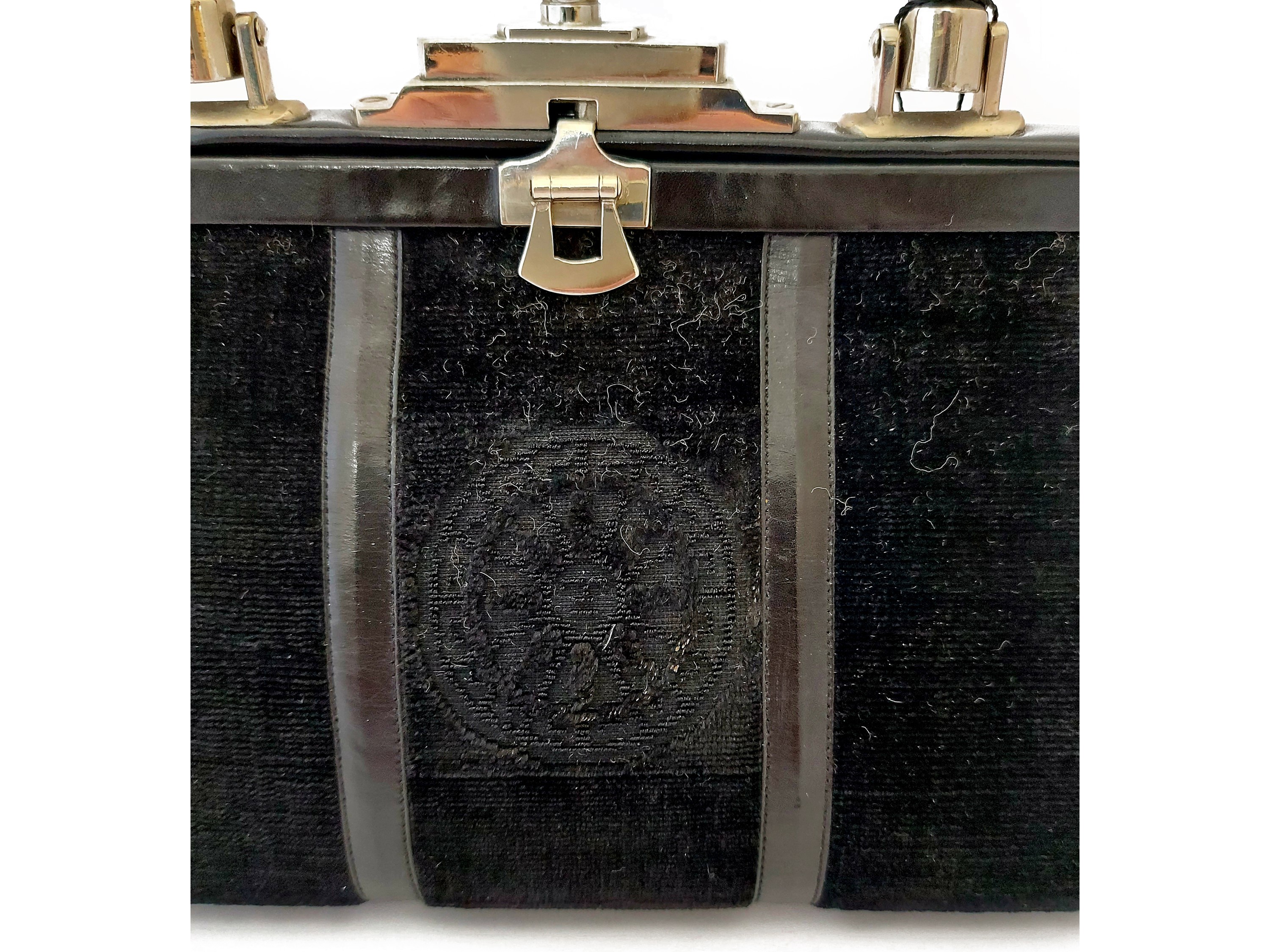 Roberta di Camerino - Borsa "Bagonghi" in velluto nero e pelle