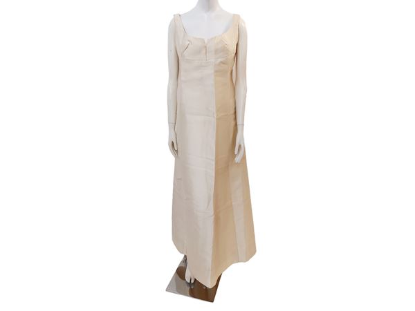 Jean Patou - Long dress in ivory silk mikado fabric